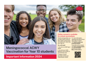 Meningococcal ACWY Vaccination for Year 10-11 students