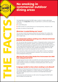 No smoking in commercial outdoor dining areas fact sheet in English