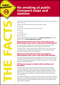 No smoking at public transport stops and stations fact sheet in English