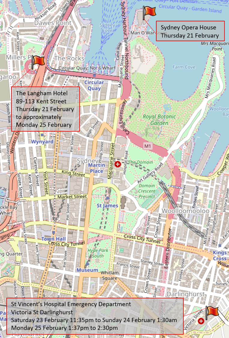 Map 2: Circular Quay area and St Vincent's Hospital Thursday 21 February - Monday 25 February 2019