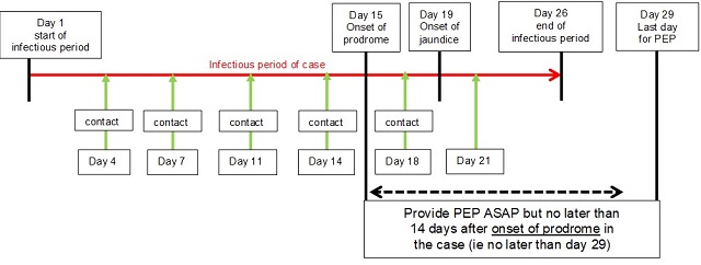 PEP timeline for scenario 2, text description follows