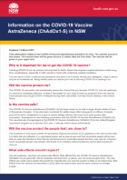 Information on the COVID-19 Vaccine AstraZeneca (ChAdOx1-S) in NSW
