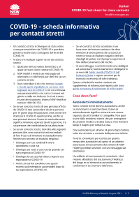 Self-isolation fact sheet for close contacts