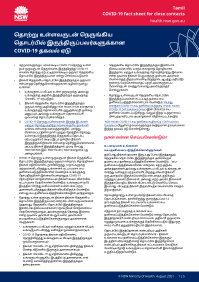 Self-isolation fact sheet for close contacts