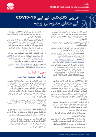 Self-isolation fact sheet for close contacts