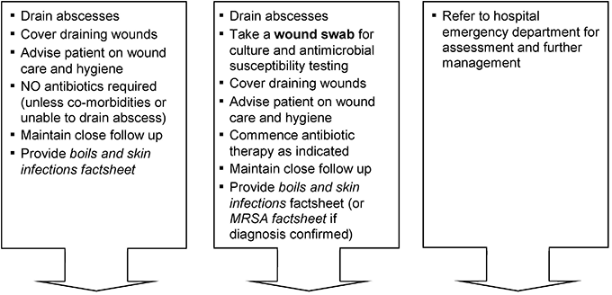 Part 2 of Management of Individuals with Skin and Soft Tissue Infections Flowchart - link to text alternative follows images