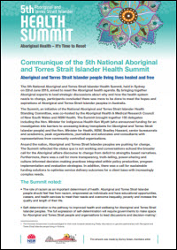Communique of the 5th National Aboriginal and Torres Strait Islander Health Summit as PDF