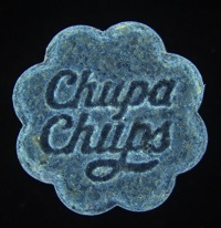 Blue tablet with Chupa Chups logo