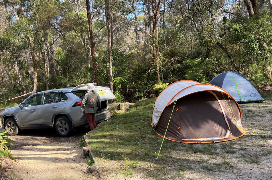 Josephine and her friends' campsite in New England, NSW