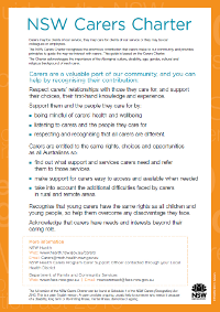 Poster - NSW Carers Charter (Summary)