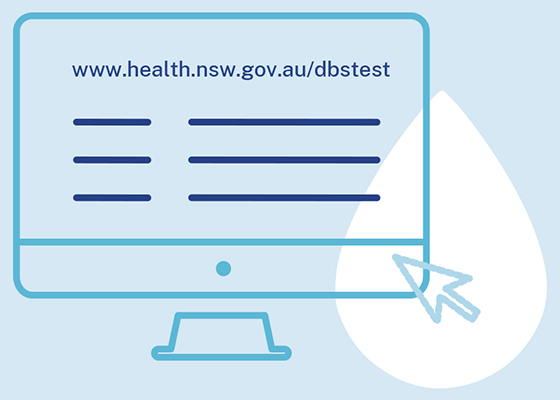 Computer with www.health.nsw.gov.au/dbstest in address bar