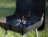 A charcoal barbeque on a stand