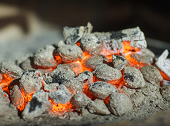 Burning embers and ash
