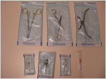 Skin penetration instruments sealted in clear plastic