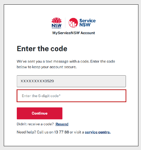 Enter the code screen