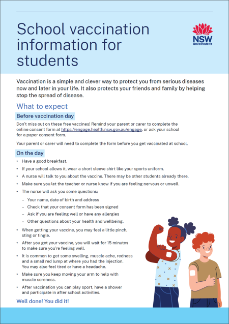 School vaccination letter - page 1