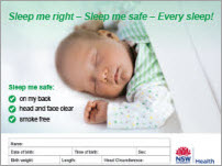 Safe sleep cot card
