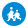 Blue circle with adult and child running