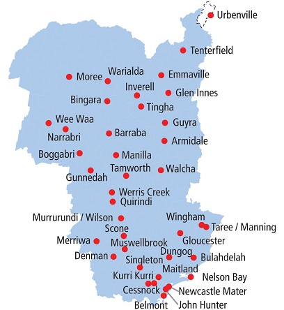 Map Of New England Region Nsw