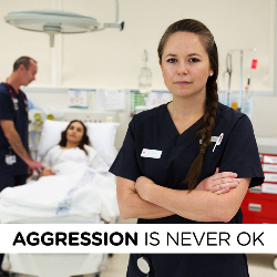 'Aggression is never ok' social media campaign artwork