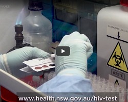 Still from video of HIV test