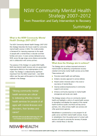 Community Mental Health Strategy 2007-2012 (NSW) - Summary