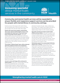 ​Increasing Specialist Clinical Mental Health Services in the Community