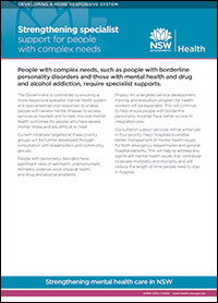Strengthening Specialist Support for People with Complex Needs