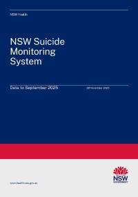 Front page of the NSW Suicide Monitoring System Report for data to September 2025