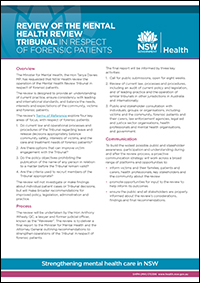 Review of the Mental Health Review Tribunal in respect of forensic patients fact sheet
