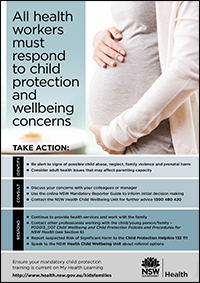Identify, Consult, Respond Child Protection Poster (Pregant woman)