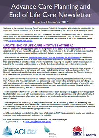 Advance Care Planning and End of Life Care Newsletter - December 2016 as PDF