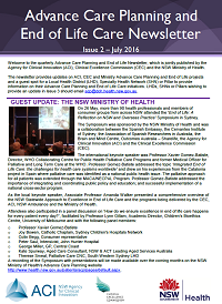 Advance Care Planning and End of Life Care Newsletter - July 2016 as PDF