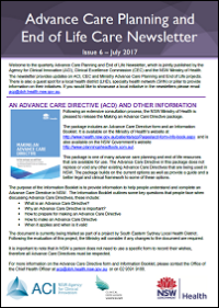Advance Care Planning and End of Life Care Newsletter - July 2017