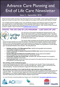 Advance Care Planning and End of Life Care Newsletter - September 2016 as PDF