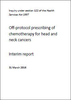 Off-protocol prescribing of chemotherapy for head and neck cancers Interim report