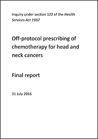 Off-protocol prescribing of chemotherapy for head and neck cancers - Final report