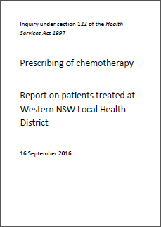 Prescribing of chemotherapy - Report on patients treated at Western NSW Local Health District