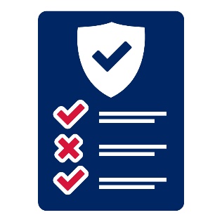 A document with a safety icon and ticks and crosses on it. This is a rules document.