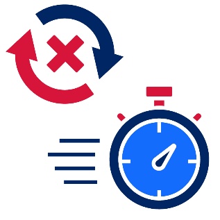 A change icon that has a cross in it next to a stopwatch.