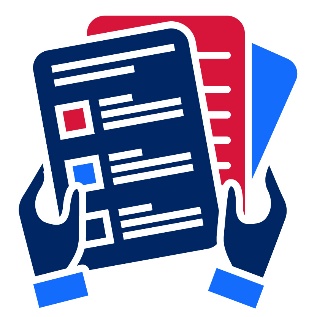 A person holding 3 documents.
