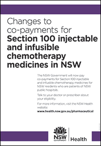 Changes to Co-Payments for Section 100 Injectable and Infusible Chemotherapy Medicines in NSW Poster