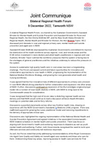 PDF: Bilateral Regional Health Forum - Joint Communique - December 2022