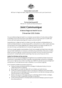 PDF: Bilateral Regional Health Forum - Joint Communique - 5th Nov 2020