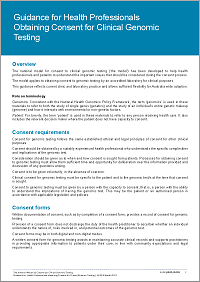 Guidance for Health Professionals Obtaining Consent for Clinical Genomic Testing