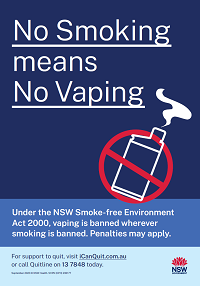 No Smoking means No Vaping A4 Poster