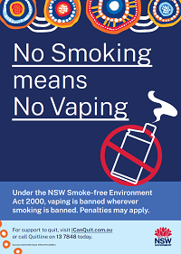 No Smoking means No Vaping Aboriginal A3 Poster
