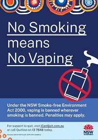 No Smoking means No Vaping Aboriginal A4 Poster