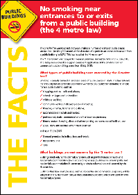 No smoking near entrances to or exits from a public building (the 4 metre law) fact sheet in English
