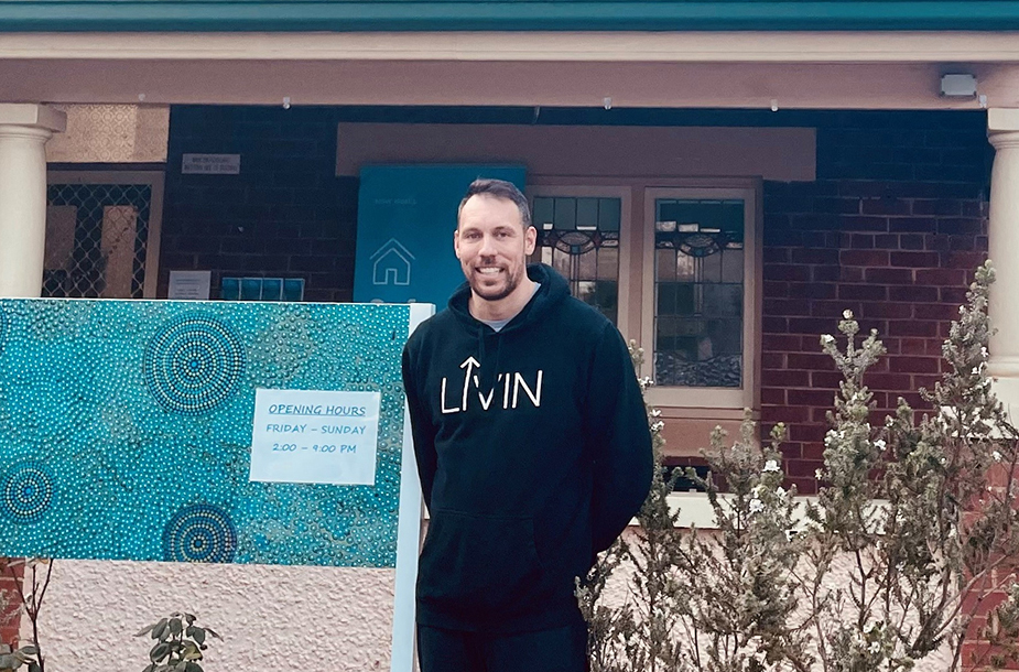 Senior peer worker Jesse Warran-Rigby standing outside the Murrumbidgee Local Health District's Safe Haven